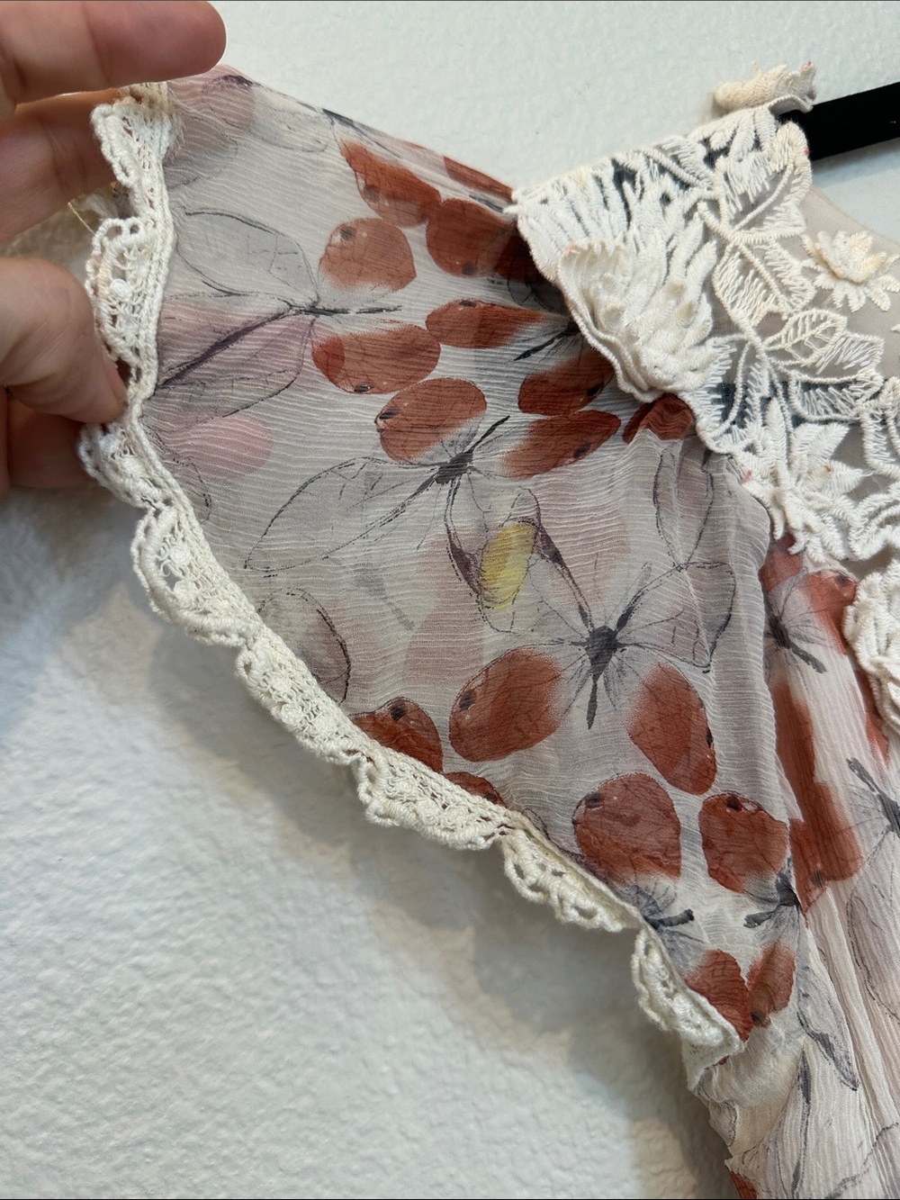 Sundance 100% Silk Embroidered Floral Dress Boho Cottagecore Romantic Lace